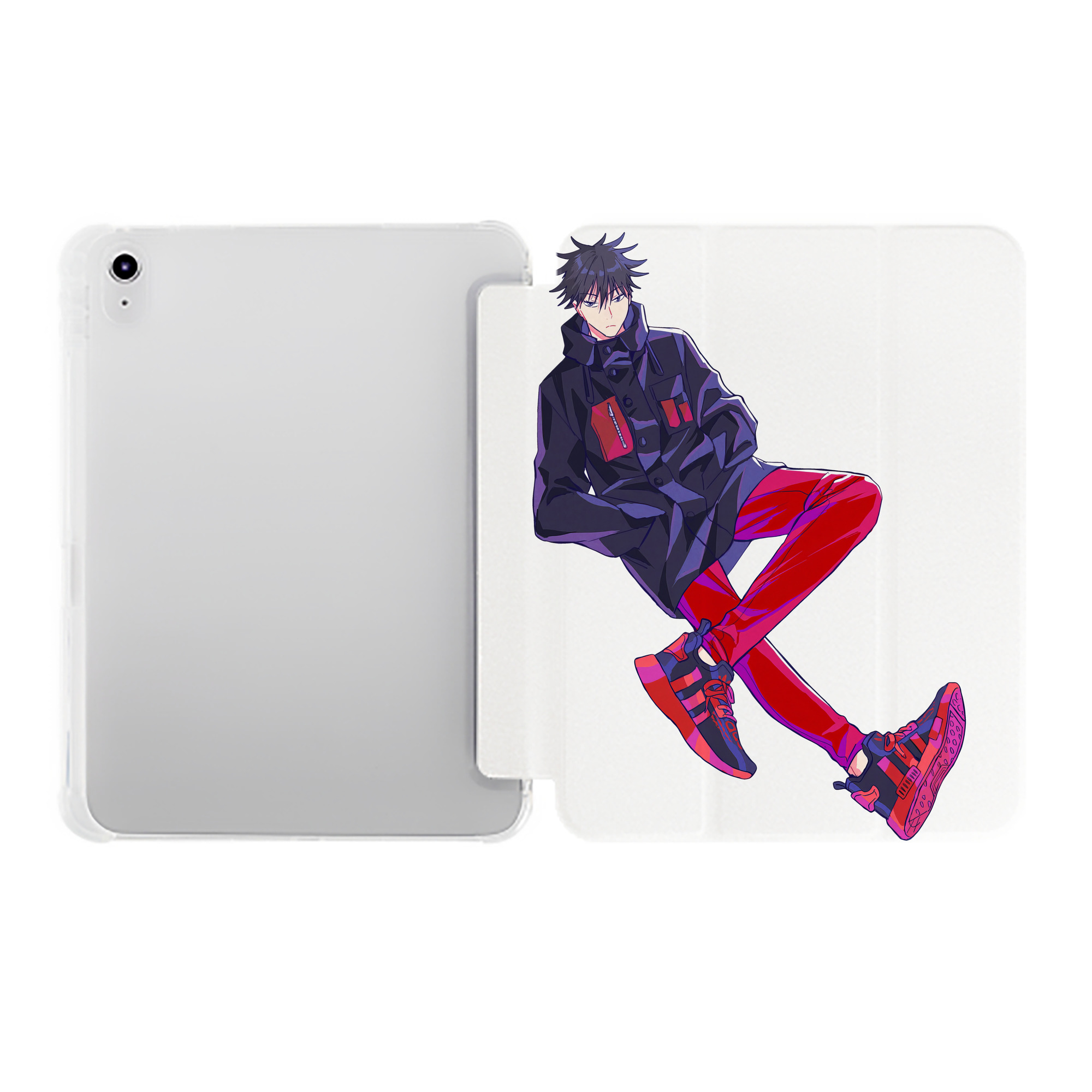 （画像用） 呪術廻戦 Jujutsu Kaisen IPad ケース ペン収納付き 三つ折りスタンド PUレザー×シリコン 対応機種9.5/10.5/10.9インチ